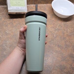 Starbucks Sage Green Tumbler with Gray Lid